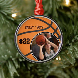Basketbal Speler Naam Nummer Foto Aandenken Metalen Ornament
