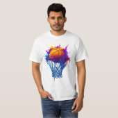 Basketbal Splash Art – Levendig sportontwerp T-shirt (Voorkant volledig)