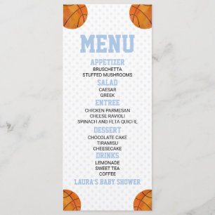 Basketbal Sport Blauw Baby shower Voedsel Menu