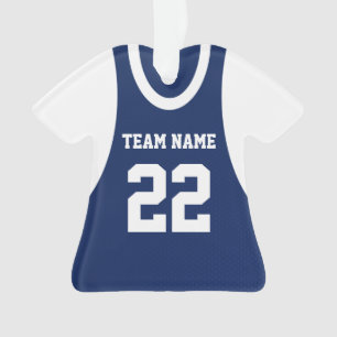 Basketbal Sport Jersey Blauw met Foto Ornament