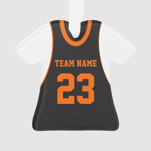 Basketbal Sport Jersey Sinaasappel Ornament (voorkant)