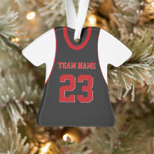 Basketbal Sport Jersey Zwart Rood Ornament