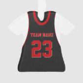 Basketbal Sport Jersey Zwart Rood Ornament (voorkant)