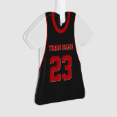 Basketbal Sport Jersey Zwart Rood Ornament (voorkant)
