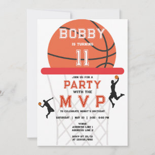 Basketbal Sport Jumpman Thema Wit MVP Verjaardag Kaart