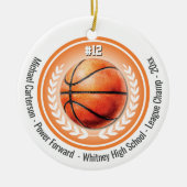 Basketbal Sport Kampioen Team Monogram Keramisch Ornament (Voorkant)