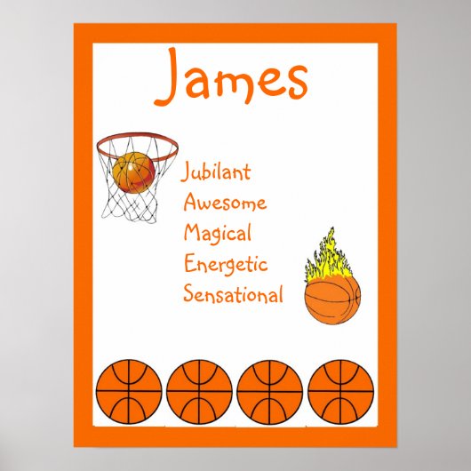 Basketbal Sport Kinderkamer Decoratie Naam Kunstpr (Voorkant)
