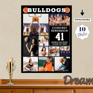 Basketbal Sport Senior Night 10 Foto Collage Poster