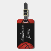 Basketbal Sport Team Gepersonaliseerd kussen Bagagelabel (Voorkant verticaal)