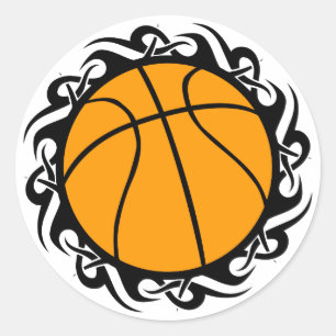 basketbal, stam. ronde sticker