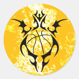 basketbal, stam. ronde sticker