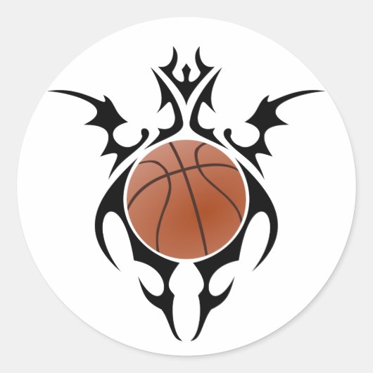 basketbal, stam. ronde sticker (Voorkant)