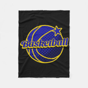 Basketbal ster blauw en geel fleece deken