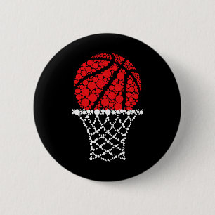 Basketbal Stippen Happy Dot Day voor kinderen Man Ronde Button 5,7 Cm