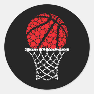 Basketbal Stippen Happy Dot Day voor kinderen Man Ronde Sticker