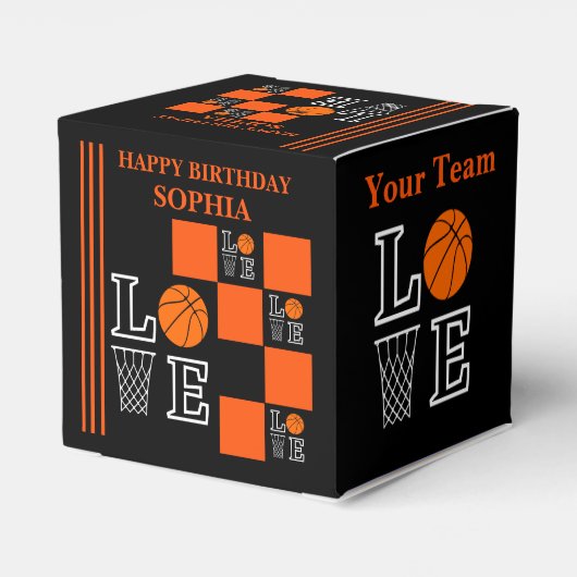 Basketbal Swoosh Black Verjaardag Favoriete Boxen Bedankdoosjes (Achterkant)