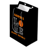 Basketbal Swoosh Black Verjaardag Gift Bag Medium Cadeauzakje (Voorkant Gekanteld)