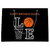 Basketbal Swoosh Black Verjaardag Grote Gift Bag Groot Cadeauzakje (Voorkant)