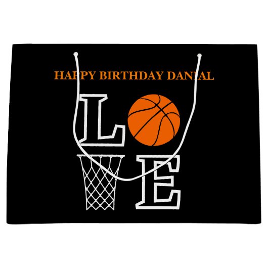 Basketbal Swoosh Black Verjaardag Grote Gift Bag Groot Cadeauzakje (Voorkant)