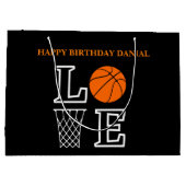 Basketbal Swoosh Black Verjaardag Grote Gift Bag Groot Cadeauzakje (Achterkant)