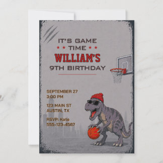 Basketbal T-Rex verjaardagsuitnodiging Kaart