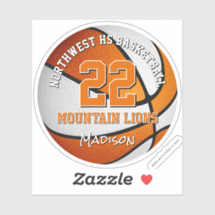 Basketbal team kleuren kinder naam sinaasappel wit sticker