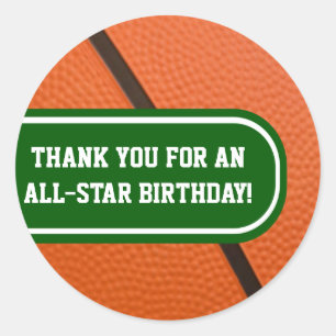Basketbal Team Kleuren Party Favor Ronde Sticker