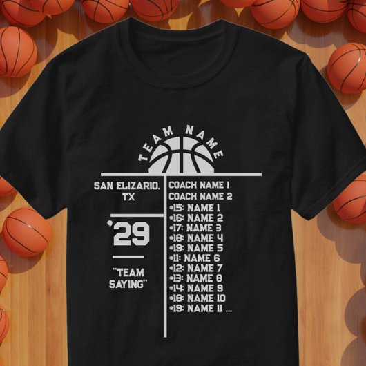 Basketbal Team Roster Aangepaste Speler Namen & Co T-shirt