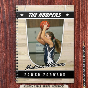 Basketbal Team Speler Keepsake in Black Spiral Notitieboek