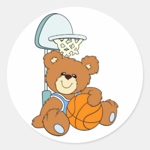 Basketbal Teddy Bear Ronde Sticker