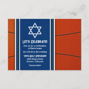 Basketbal Thema Bar Mitzvah Receptie Uitnodigen Kaart
