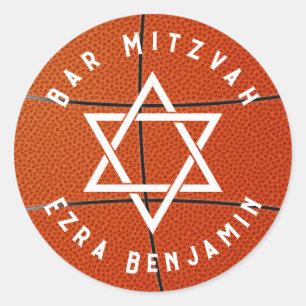 Basketbal Thema Golf Bar Mitzvah Ronde Sticker