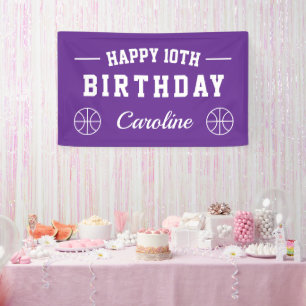 Basketbal thema Happy Birthday party custom Spandoek