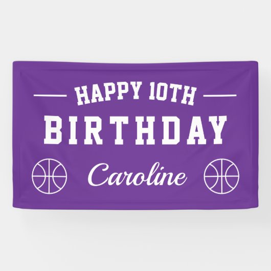 Basketbal thema Happy Birthday party custom Spandoek (Horizontaal)