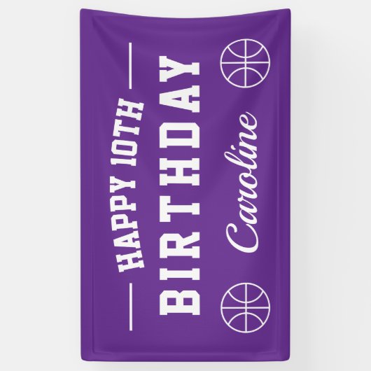 Basketbal thema Happy Birthday party custom Spandoek (Verticaal)