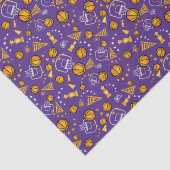 Basketbal thema Pattern Design Gold & Paarse Tissuepapier (Detail)