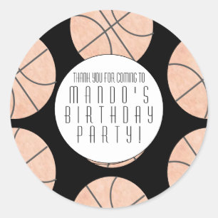 Basketbal Thema Sport Verjaardagsfeestje Elke Kleu Ronde Sticker