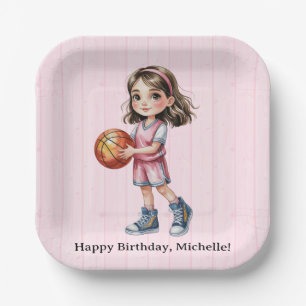 Basketbal thema verjaardagsfeestje voor meisjes papieren bordje