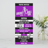 Basketbal Ticket Verjaardag, Basketbal Meisje spel Kaart (Staand voorkant)