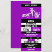 Basketbal Ticket Verjaardag, Basketbal Meisje spel Kaart (Voorkant / Achterkant)