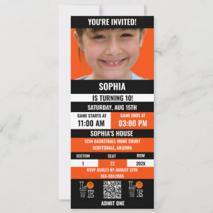 Basketbal Ticket Verjaardag, Basketbal Meisje spel Kaart