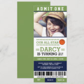 Basketbal ticket verjaardagsuitnodigingen kaart (Voorkant / Achterkant)