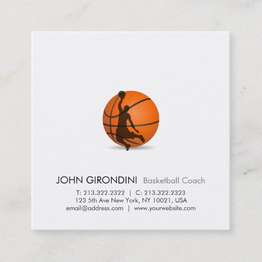 Basketbal Trainer Coach Modern Trendy Square Vierkante Visitekaartje (Voorkant)