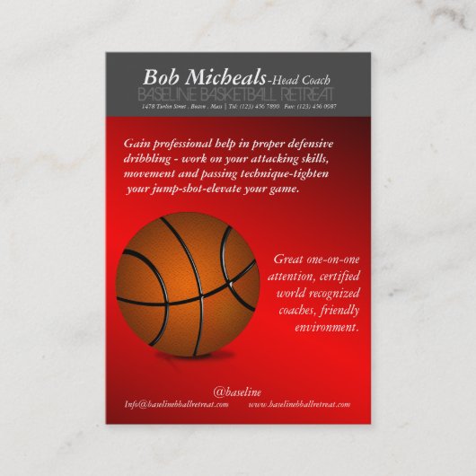 Basketbal Trainer Coach Visitekaartje (Voorkant)