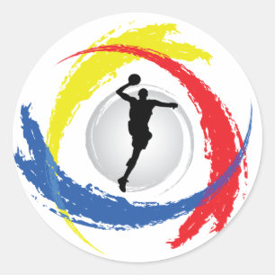 Basketbal Tricolor Embleem Ronde Sticker