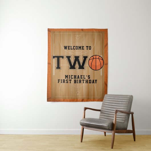 Basketbal Tweede verjaardag Achtergrond Wandkleed (In situ)