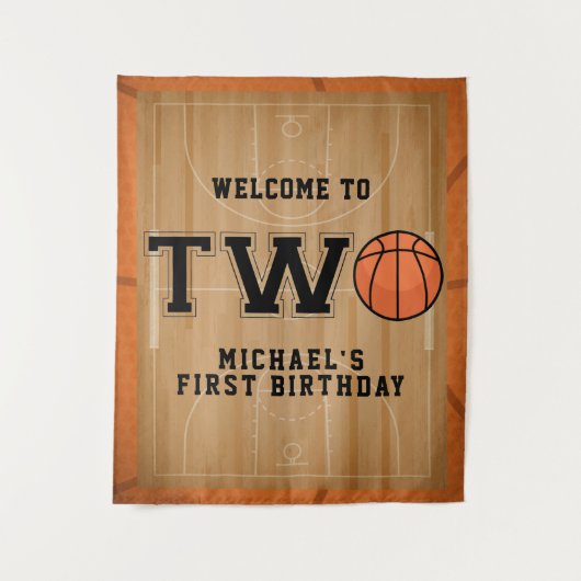 Basketbal Tweede verjaardag Achtergrond Wandkleed (Voorkant)