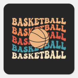  Basketbal Typografie Retro Sports Design Vierkante Sticker