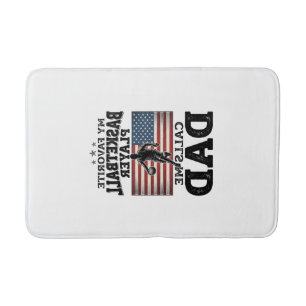 Basketbal Vader Patriottische Vintage Gravure T-Sh Badmat