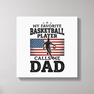 Basketbal Vader Patriottische Vintage Gravure T-Sh Canvas Afdruk